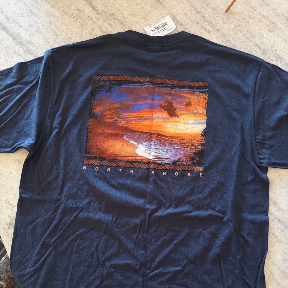 Navy Blue Men's Shirt by Crazy Shirts, NWT with North Shore Hawaii artwork
